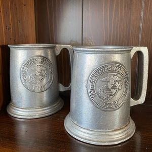 Pair of US Marine beer steins